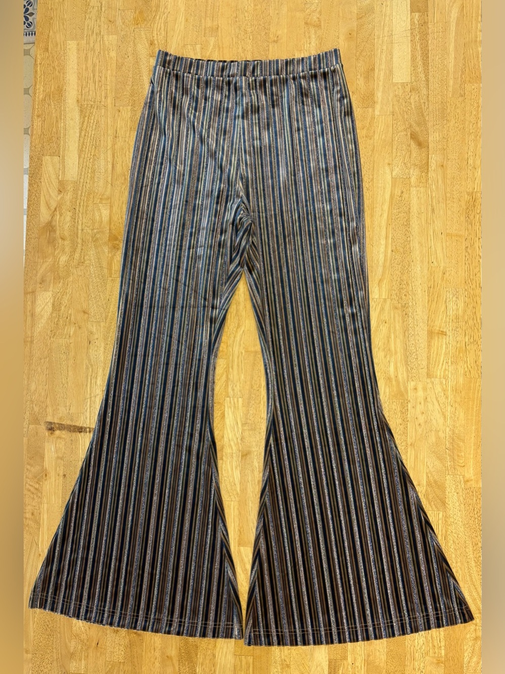 NWT Natural Life Joplin Metallic Striped Knit Flare Pants Bell Bottoms M